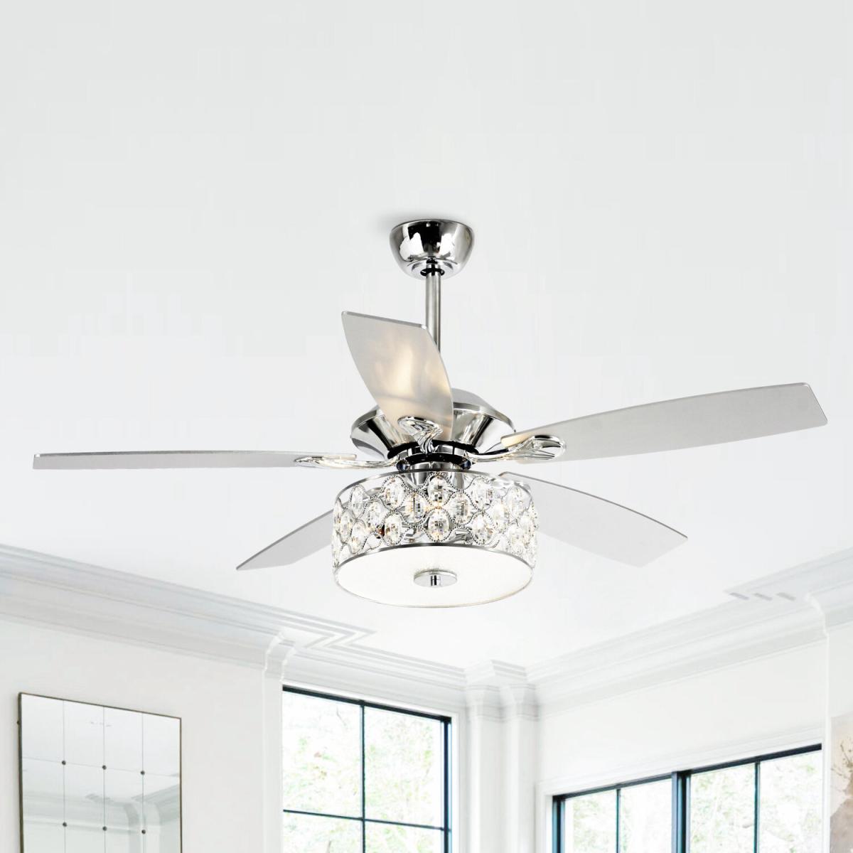 Indoor Ceiling Fan Light Chandelier With Reversible Motor Control 5-Blade - Sliver – image 2