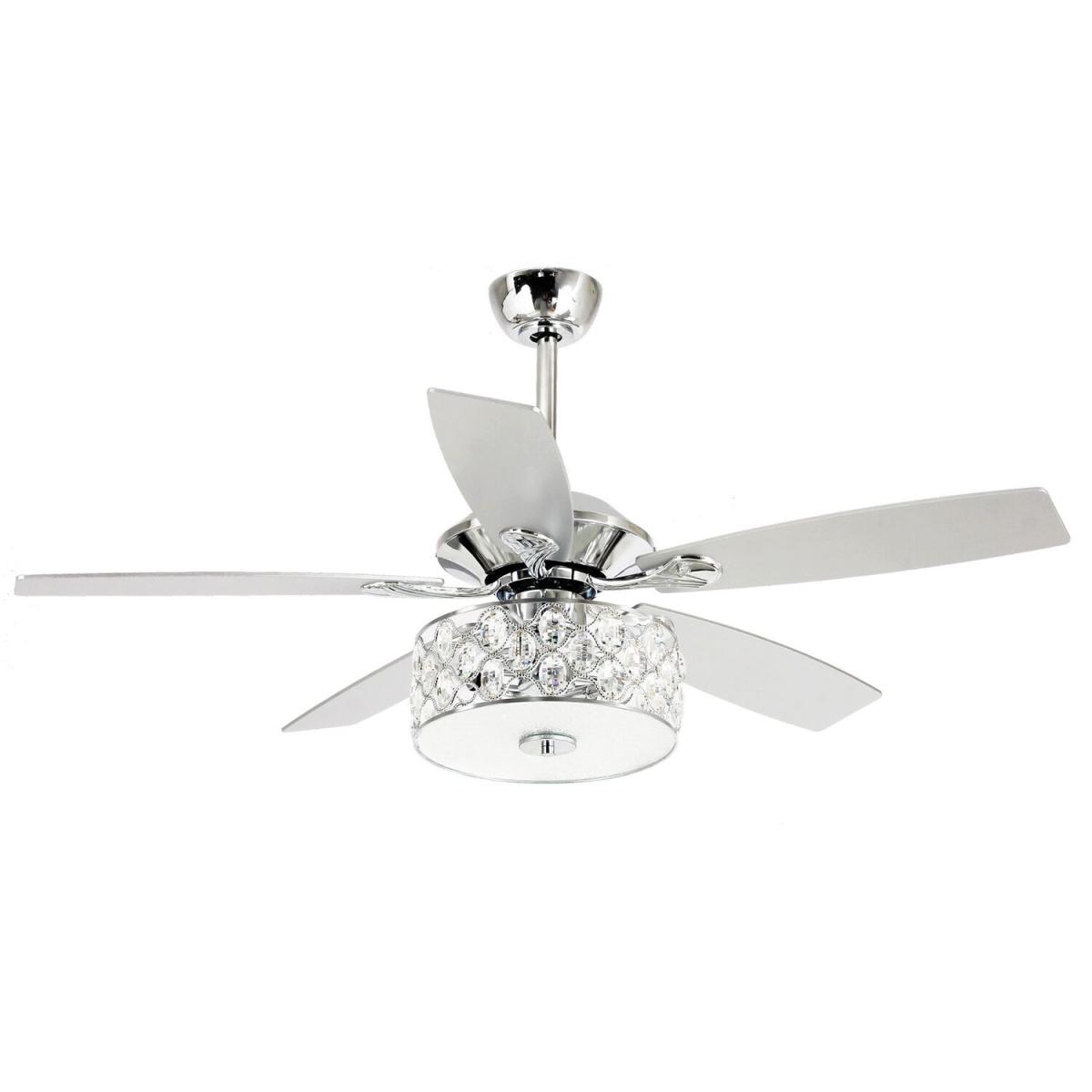 Indoor Ceiling Fan Light Chandelier With Reversible Motor Control 5-Blade - Sliver – image 4