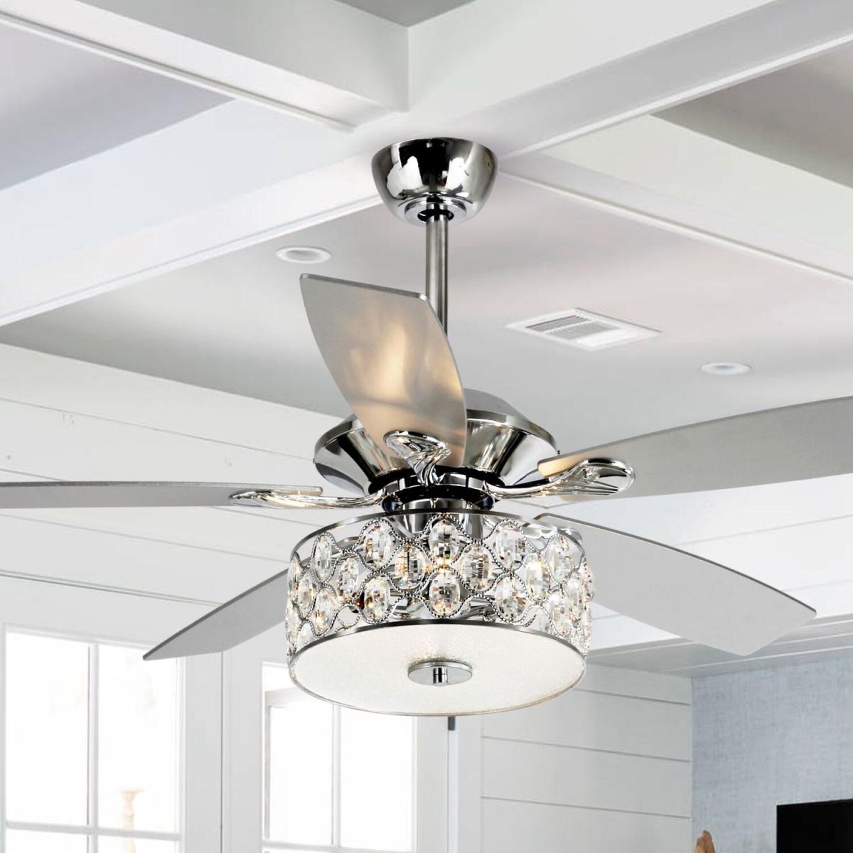 Indoor Ceiling Fan Light Chandelier With Reversible Motor Control 5-Blade - Sliver – image 10