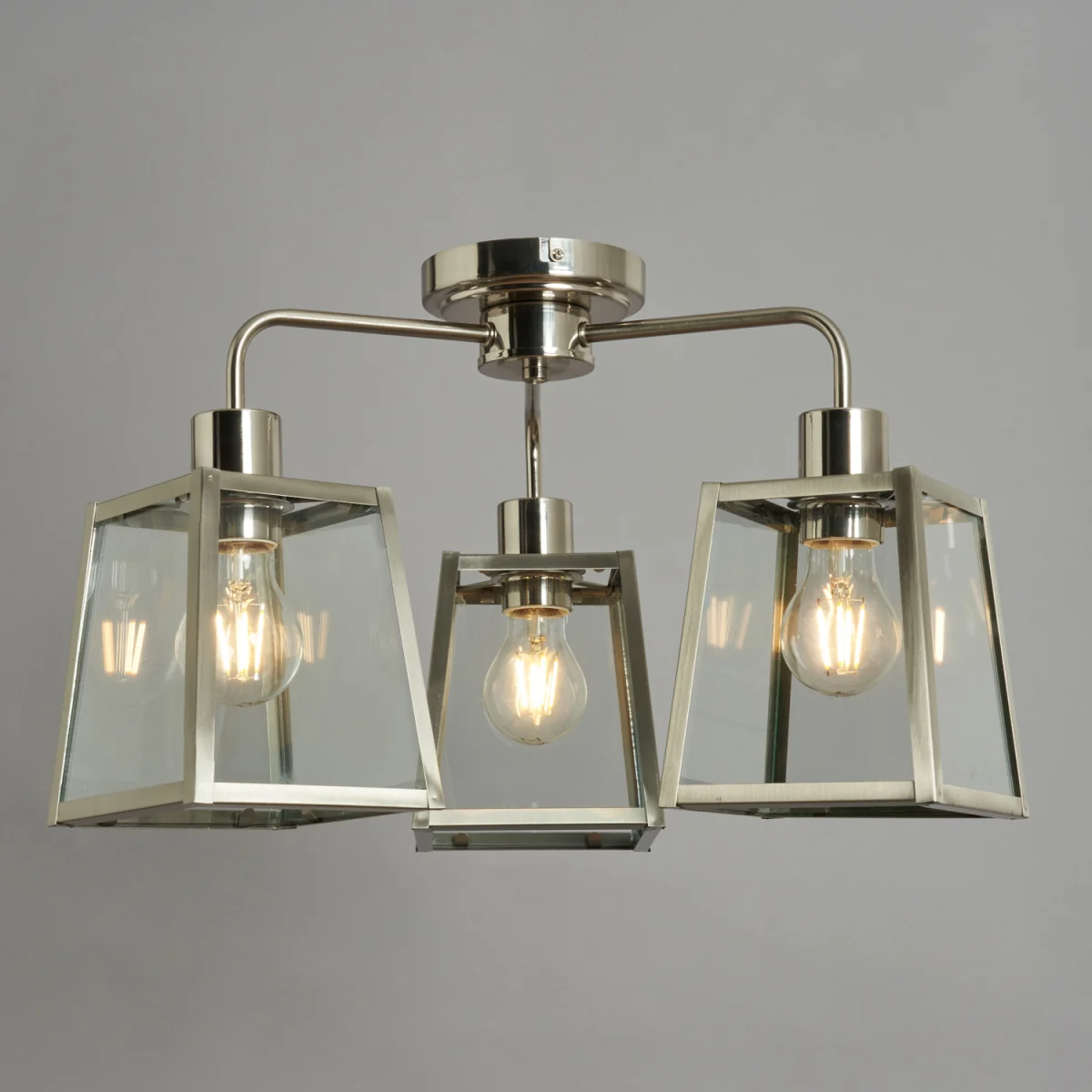 Emery 3 Arm Semi Flush Ceiling Light - Brushed Chrome – image 2