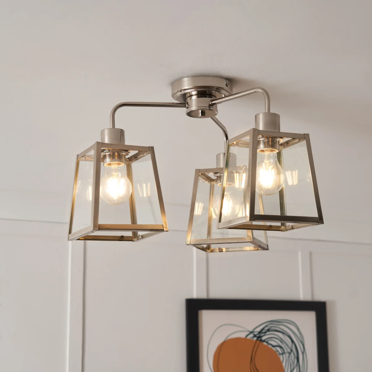 Emery 3 Arm Semi Flush Ceiling Light - Brushed Chrome – image 5