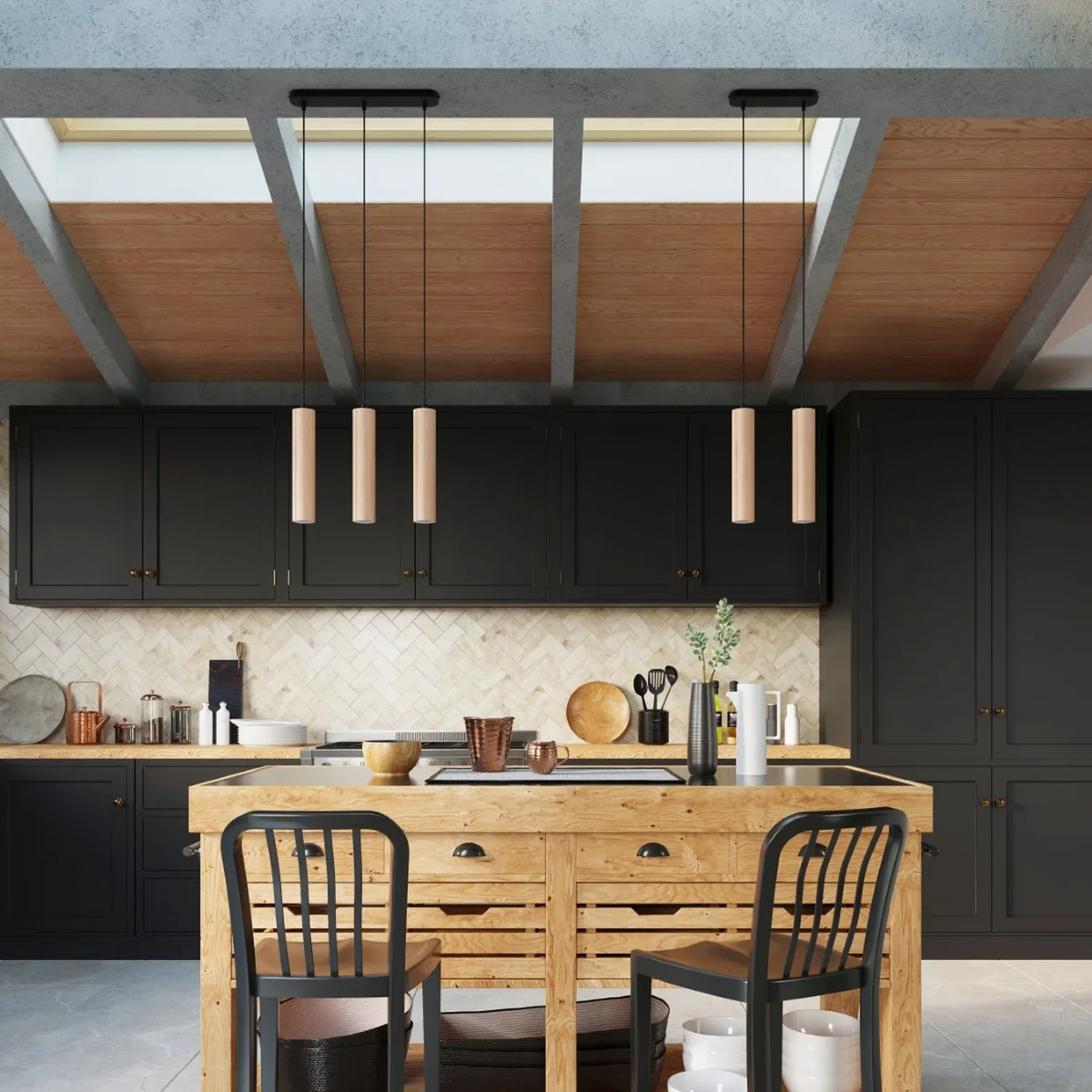 Pendant lamp LINO 3P - natural wood – image 4