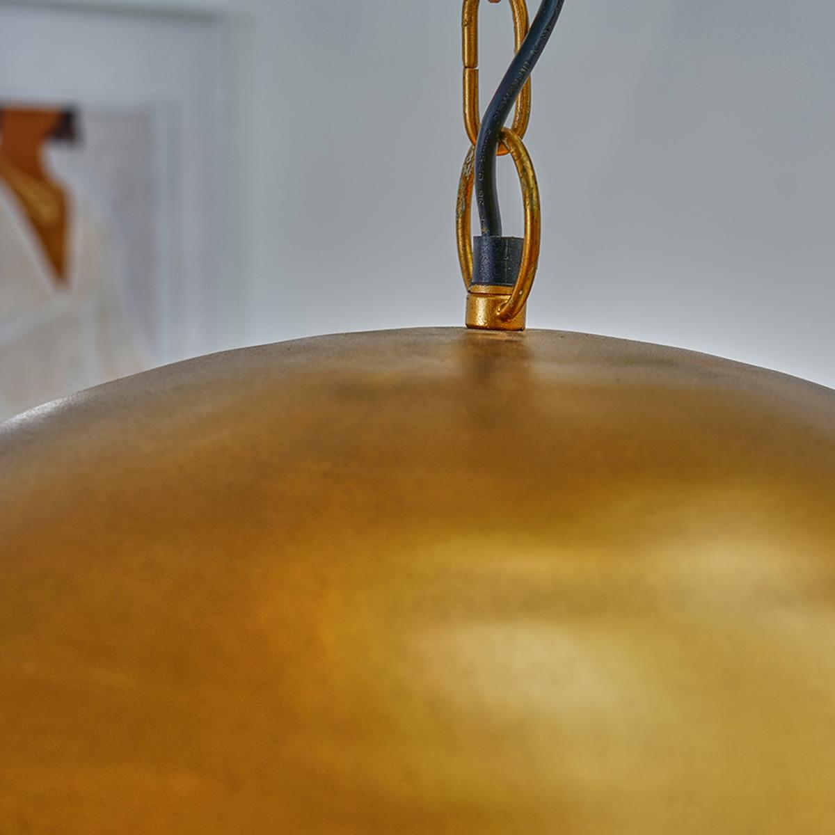 Antique Brass Chain Ceiling Pendant Light Fitting With Gold Curved Dome Shade - Antique Brass – image 5