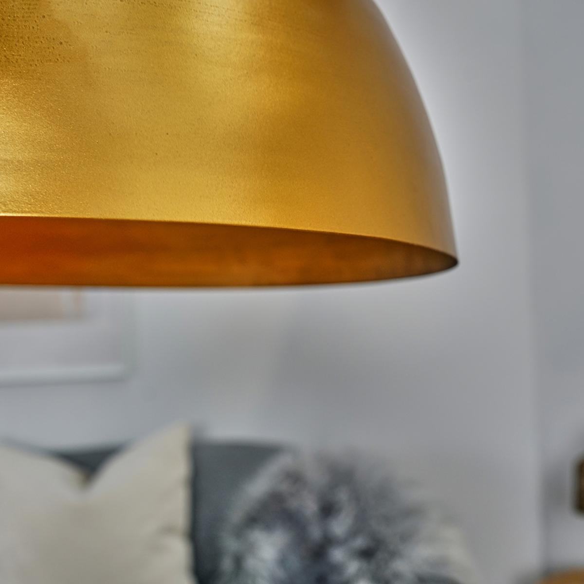Antique Brass Chain Ceiling Pendant Light Fitting With Gold Curved Dome Shade - Antique Brass – image 6