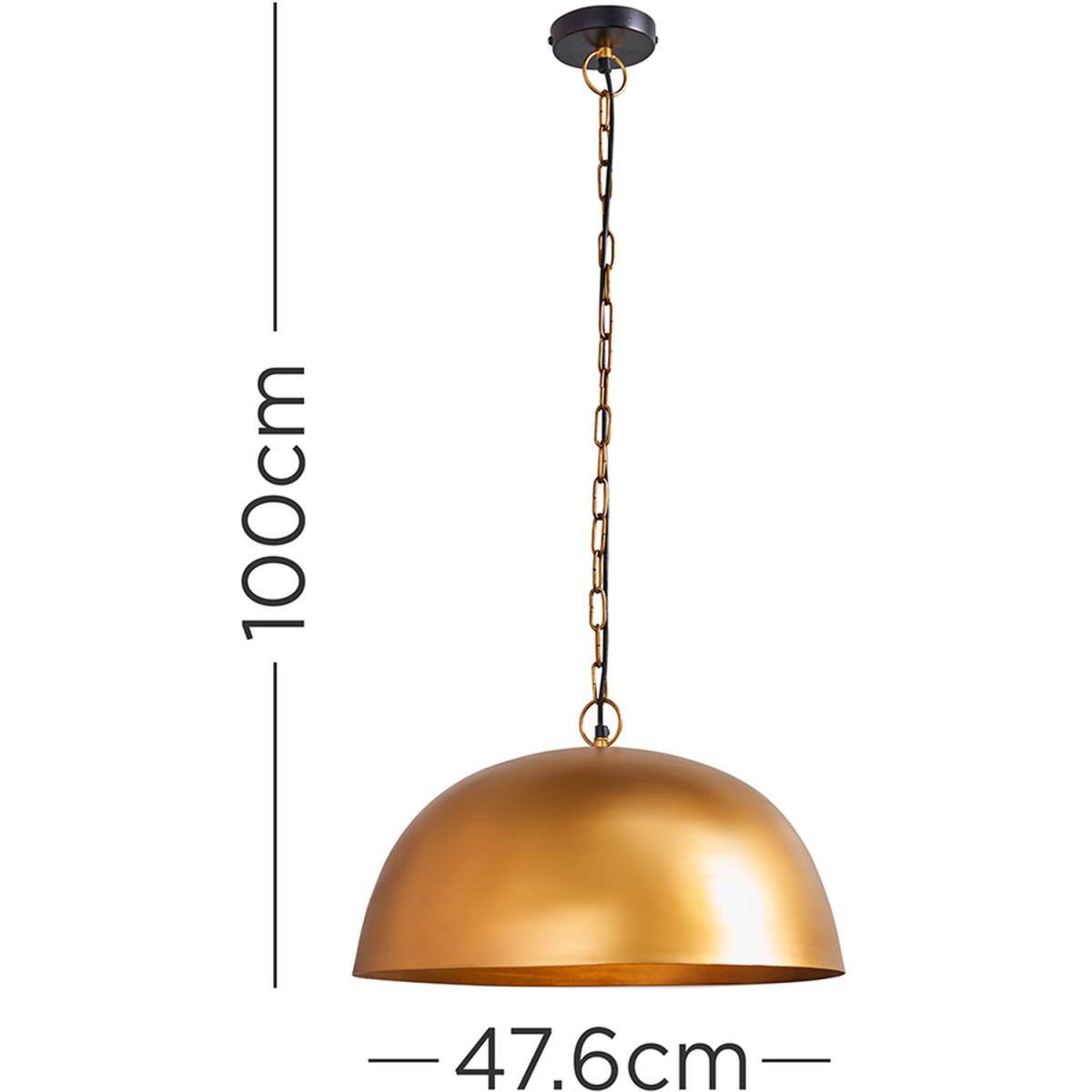 Antique Brass Chain Ceiling Pendant Light Fitting With Gold Curved Dome Shade - Antique Brass – image 8