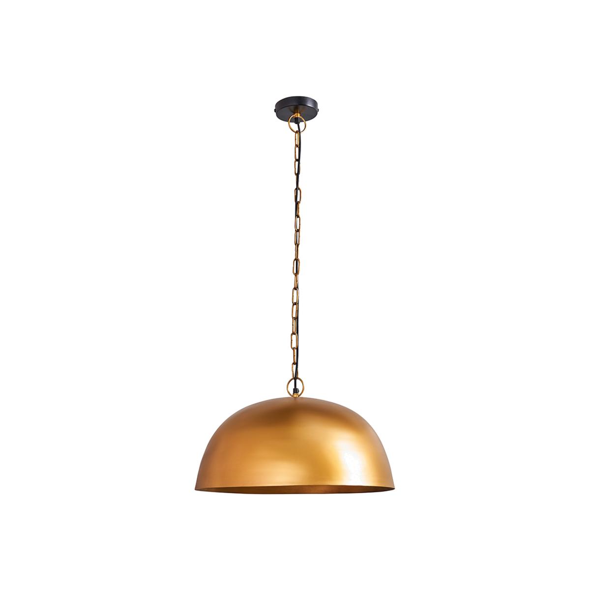 Antique Brass Chain Ceiling Pendant Light Fitting With Gold Curved Dome Shade - Antique Brass – image 1