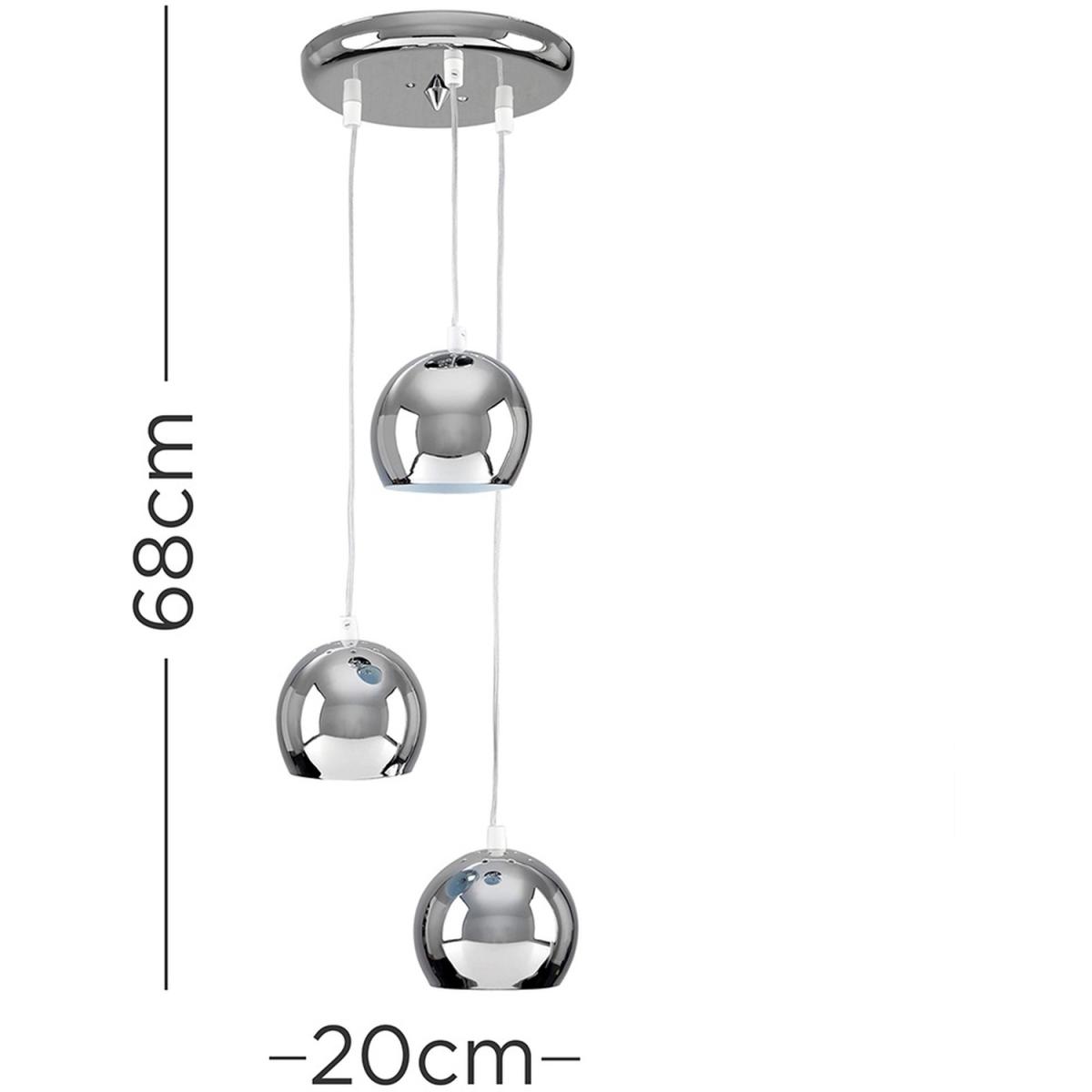Retro Silver Chrome 3 Way Droplet Pendant Ceiling Light - Silver – image 4