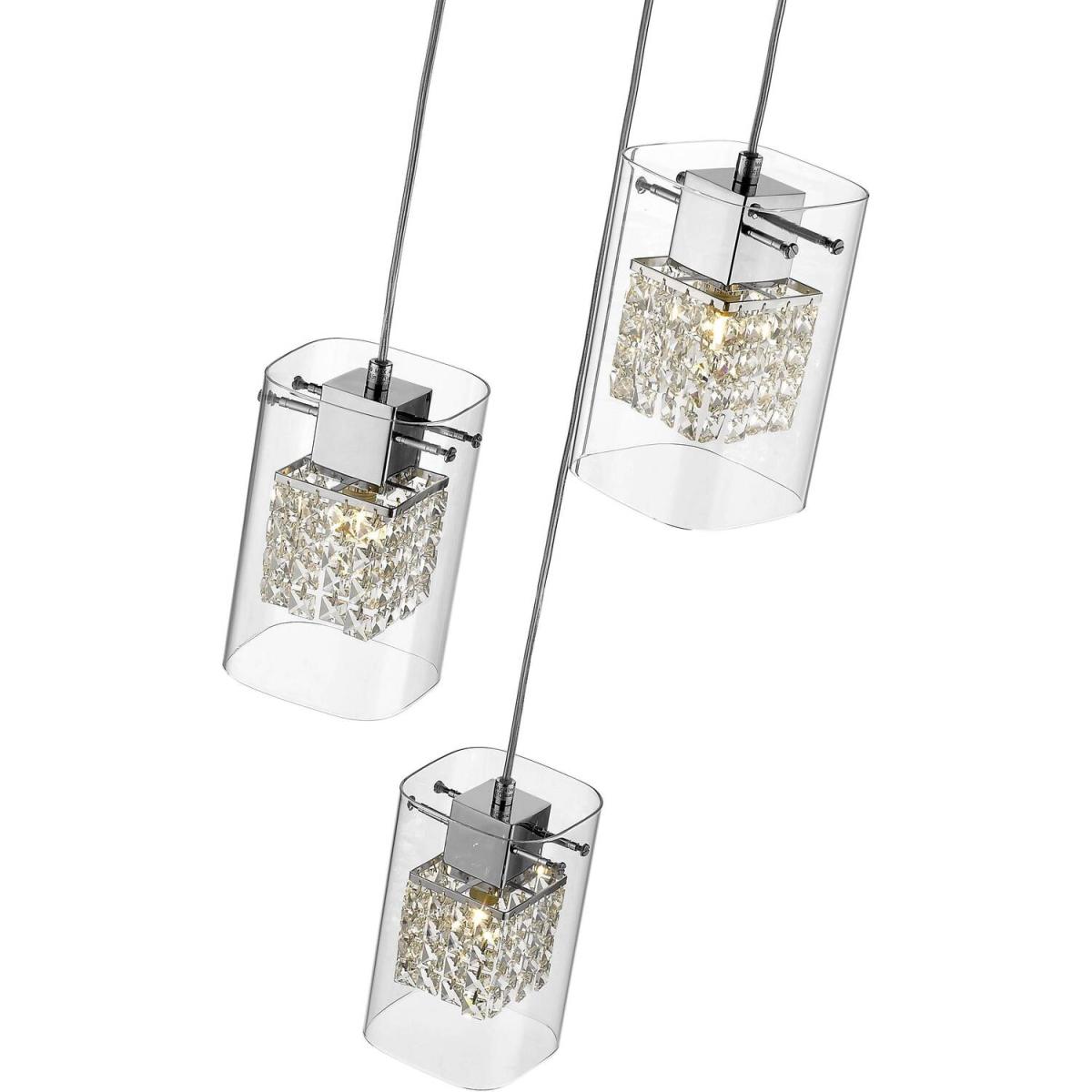 Spring 3 Light Ceiling Cluster Pendant Chrome Glass Round, G9 - Chrome – image 2