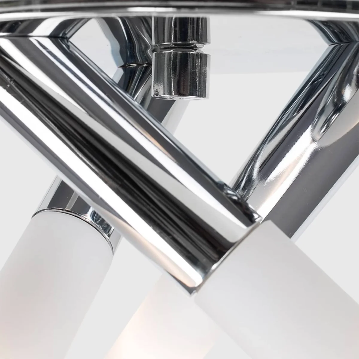 Fina Modern 3 Way Silver Chrome Flush Ceiling Light with Frosted Shades - Chrome – image 3