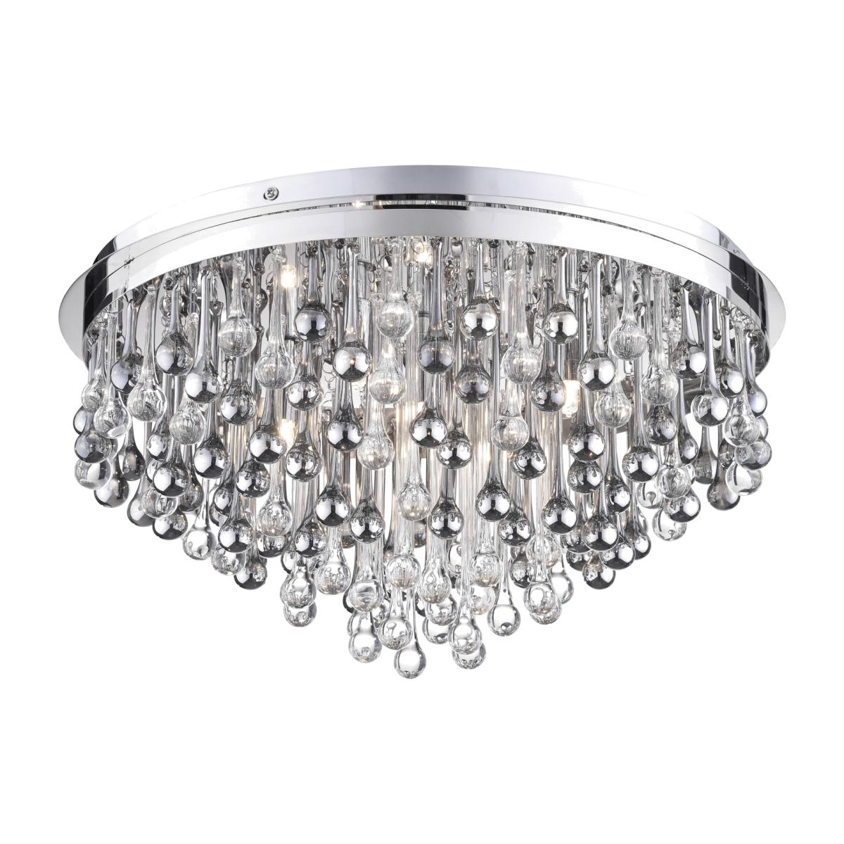 Teardrop Crystal Effect Flush Ceiling Light - Chrome – image 1