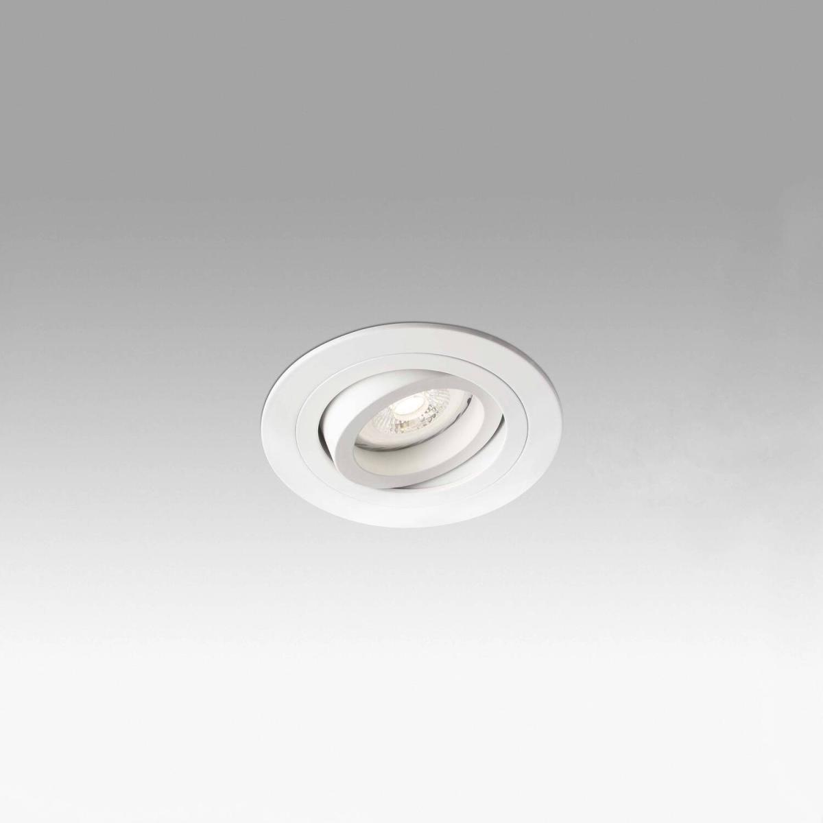 Rad 1 Light Round Tiltable Recessed Spotlight - White
