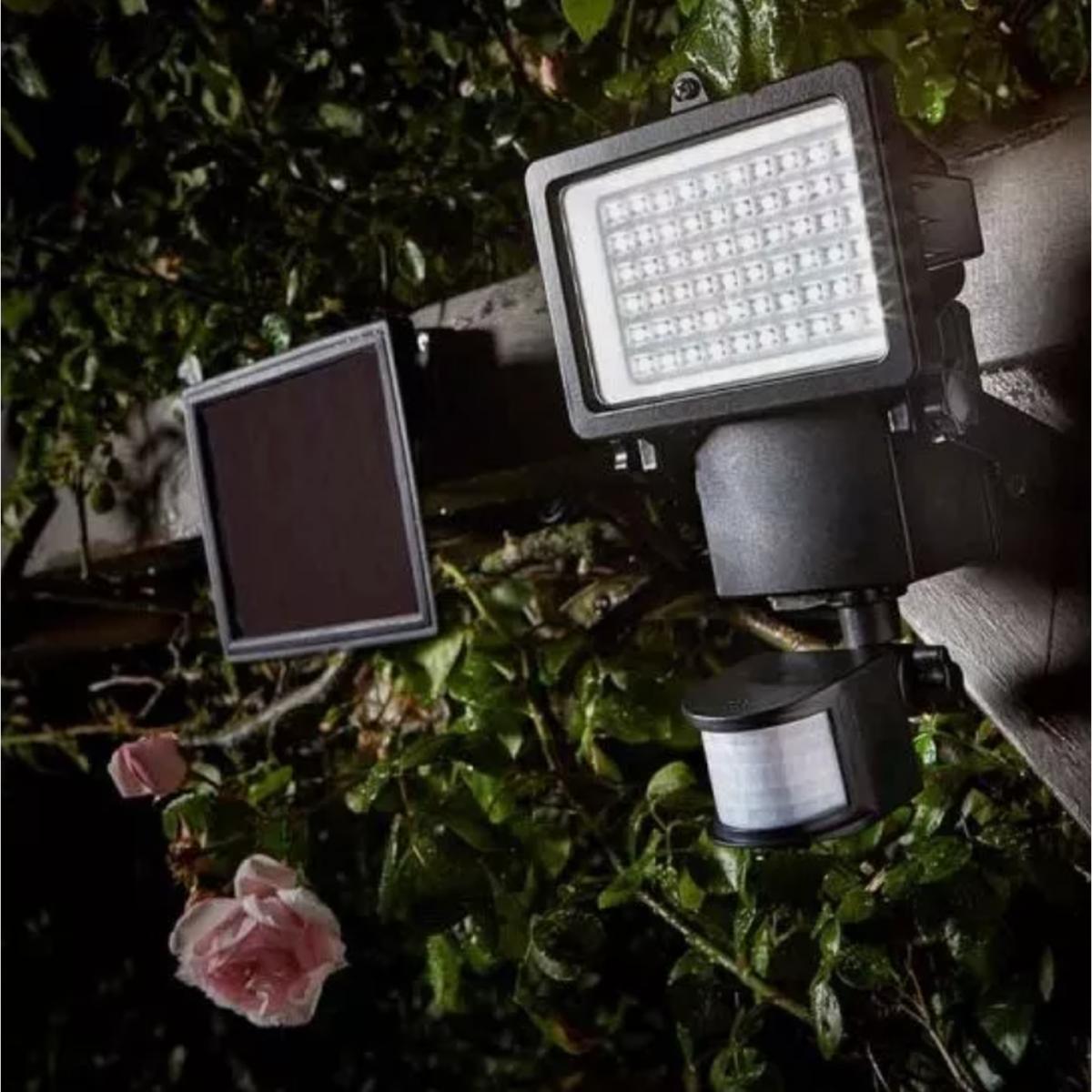 Solar Security Floodlight PIR Motion Sensor Spotlight - Black