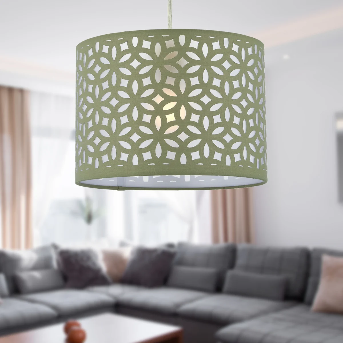 Sage Green Laser Cut 25cm Pendant Lightshade - Sage Green – image 3