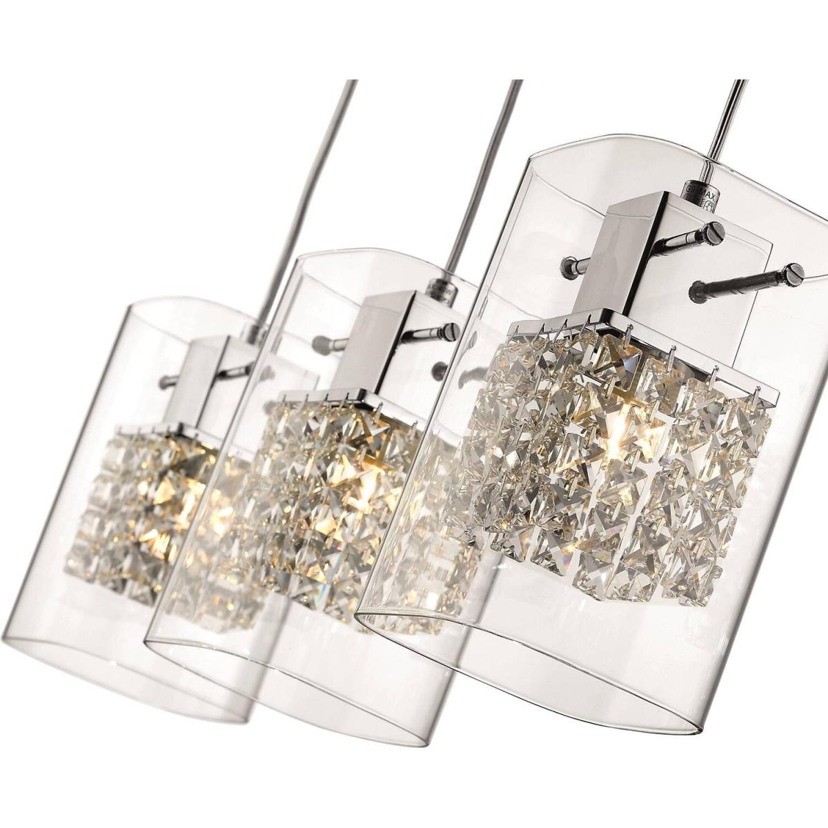 Spring 3 Light Ceiling Pendant Chrome Glass Three Bar, G9 - Chrome – image 2