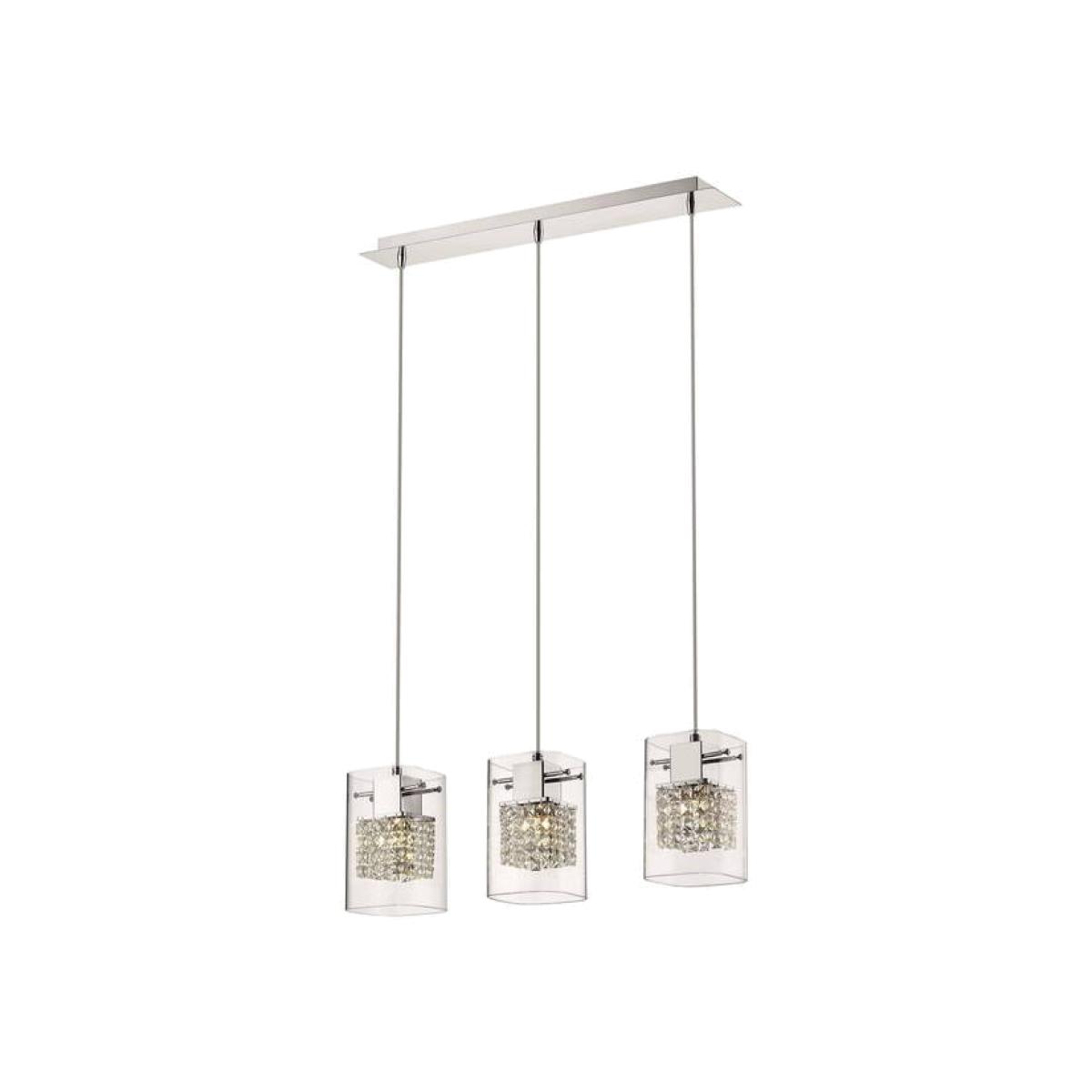 Spring 3 Light Ceiling Pendant Chrome Glass Three Bar, G9 - Chrome – image 1