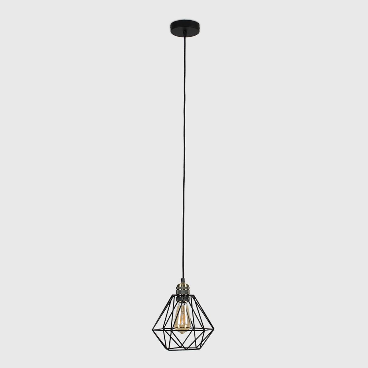 Antique Brass Ceiling Rose And Flex Lampholder Fitting With Black Cage Shade - Gold – image 4