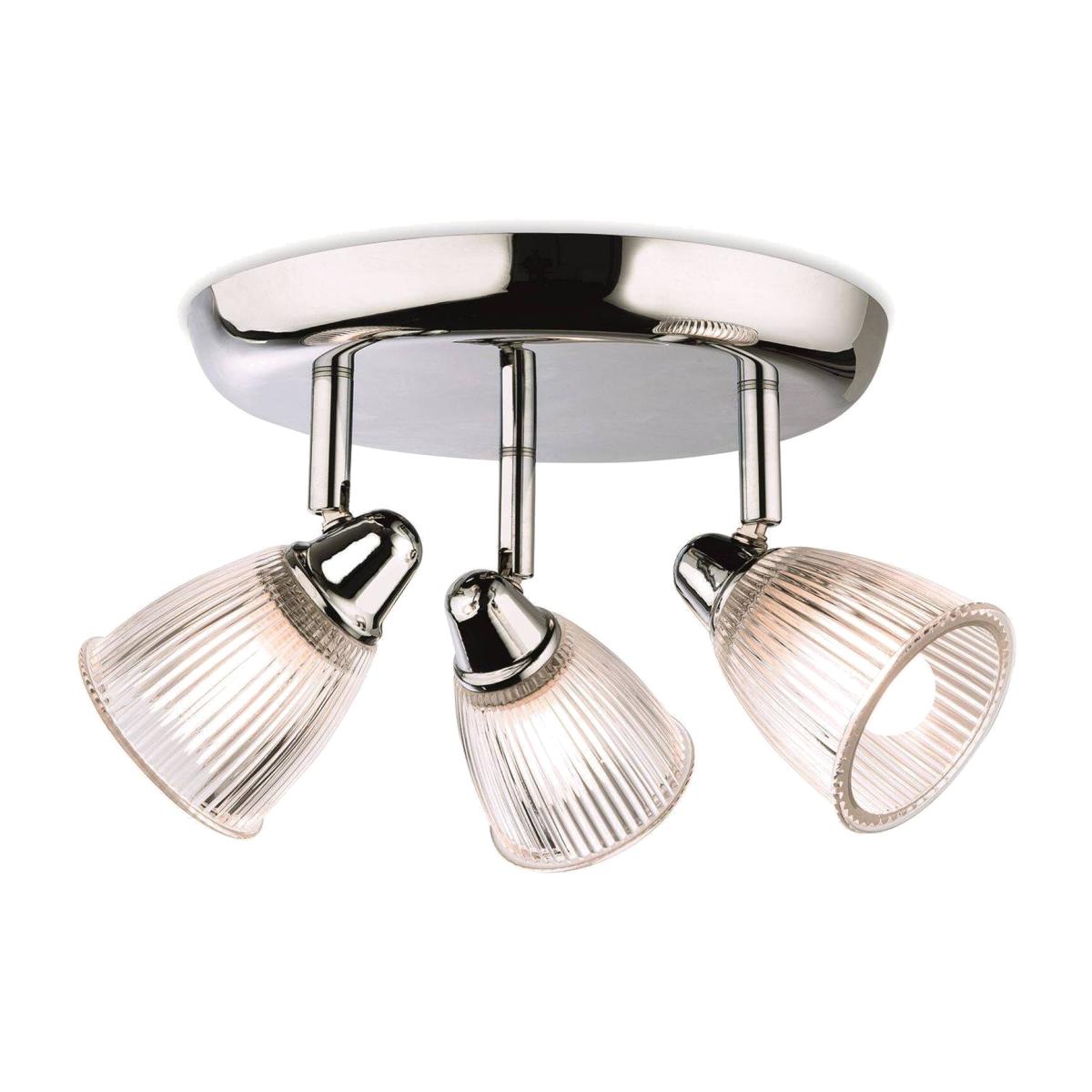 Echo 3 Light Bathroom Flush Light Chrome with Clear Ribbed Glass IP44, G9 - Chrome with Clear Ribbed Glass