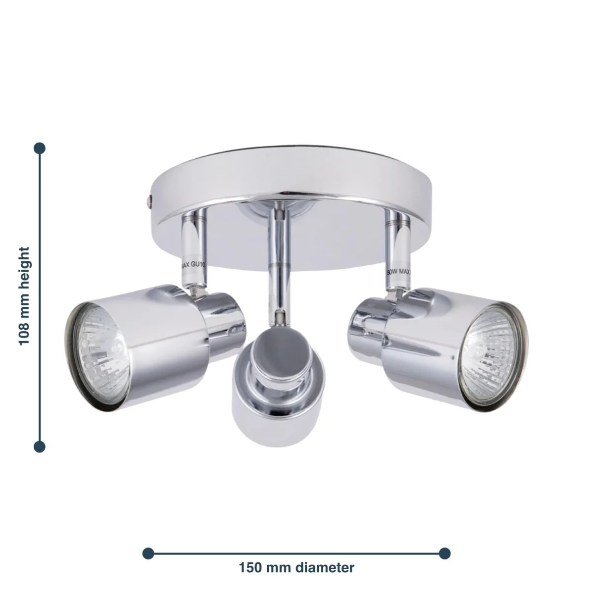 Irwin 3lt Bathroom Ceiling Spotlight - Polished Chrome Plate – image 5