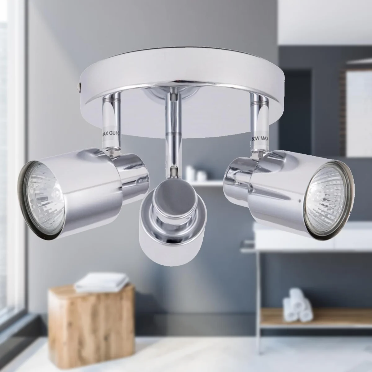 Irwin 3lt Bathroom Ceiling Spotlight - Polished Chrome Plate – image 6