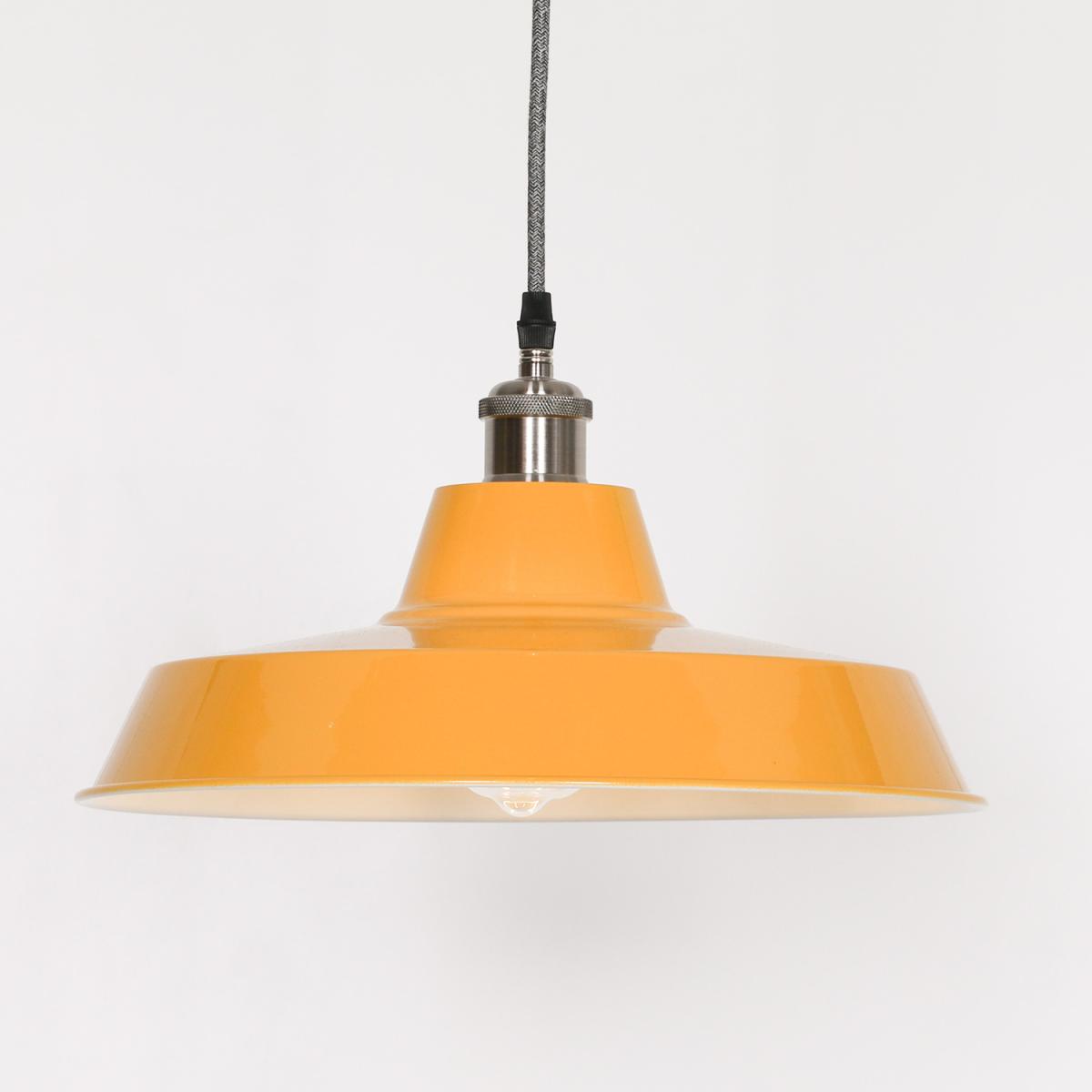 Large Mustard Yellow Pendant Ceiling Light Factory Style - Mustard Yellow – image 4