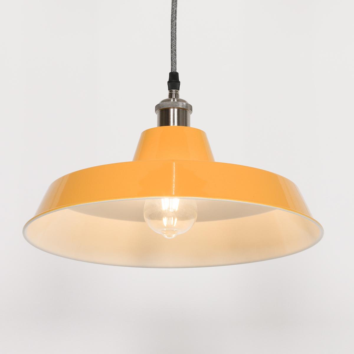 Large Mustard Yellow Pendant Ceiling Light Factory Style - Mustard Yellow – image 5