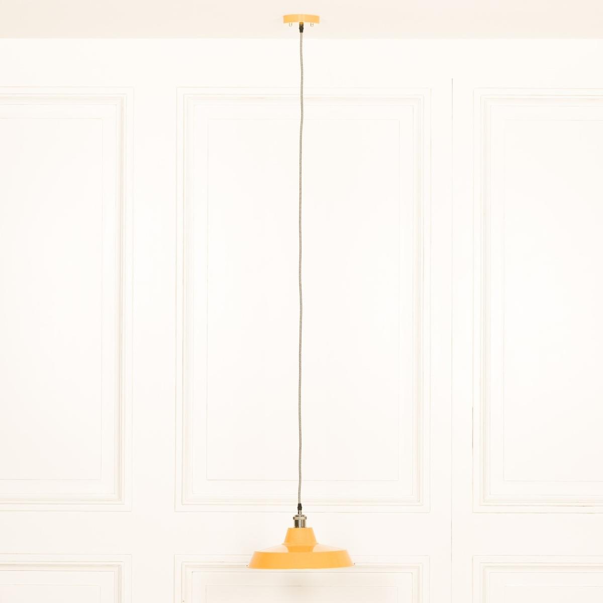 Large Mustard Yellow Pendant Ceiling Light Factory Style - Mustard Yellow – image 6