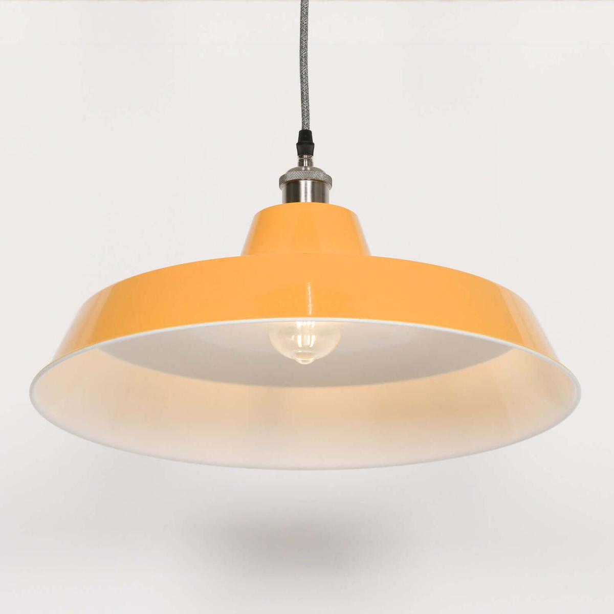 Large Mustard Yellow Pendant Ceiling Light Factory Style - Mustard Yellow – image 8