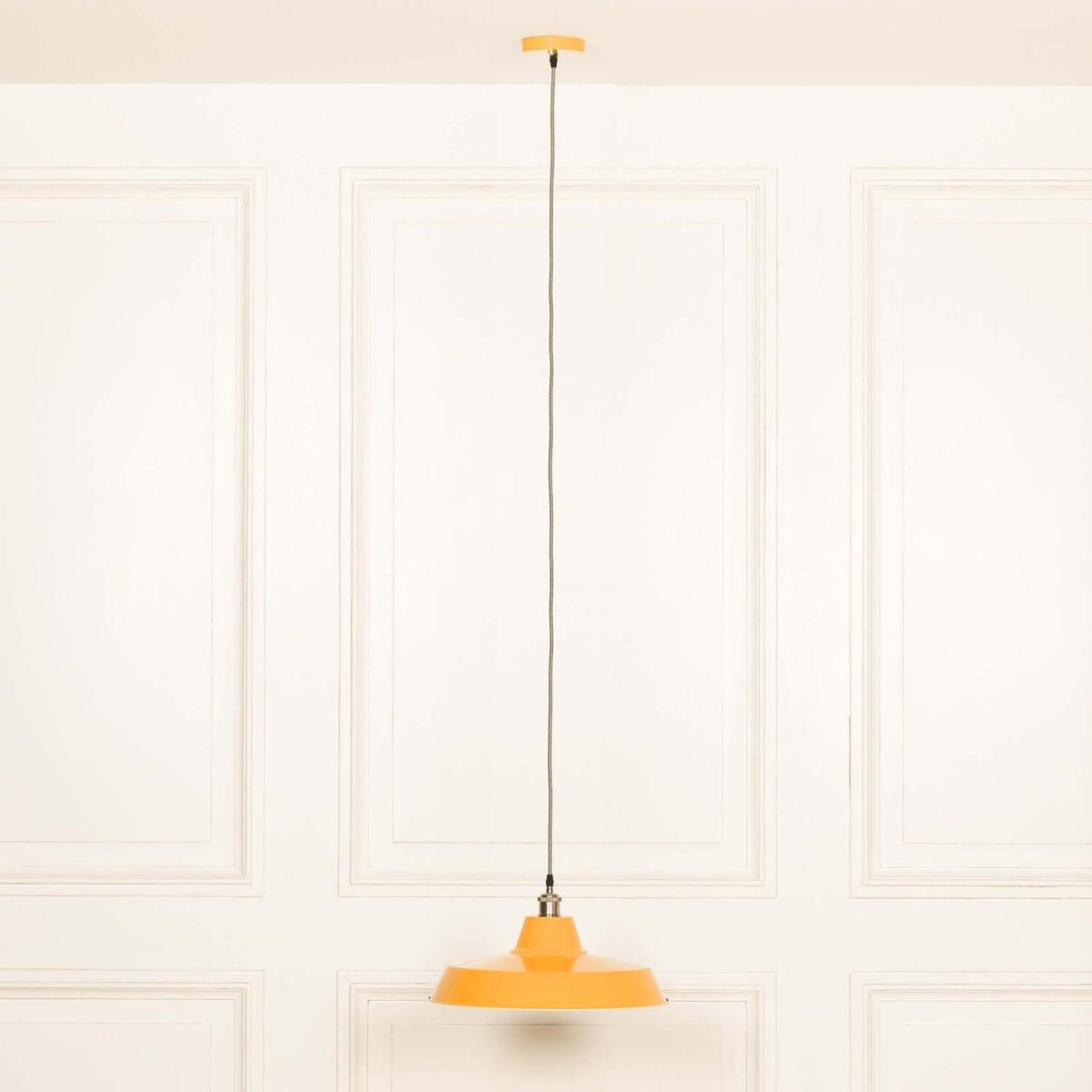 Large Mustard Yellow Pendant Ceiling Light Factory Style - Mustard Yellow – image 9