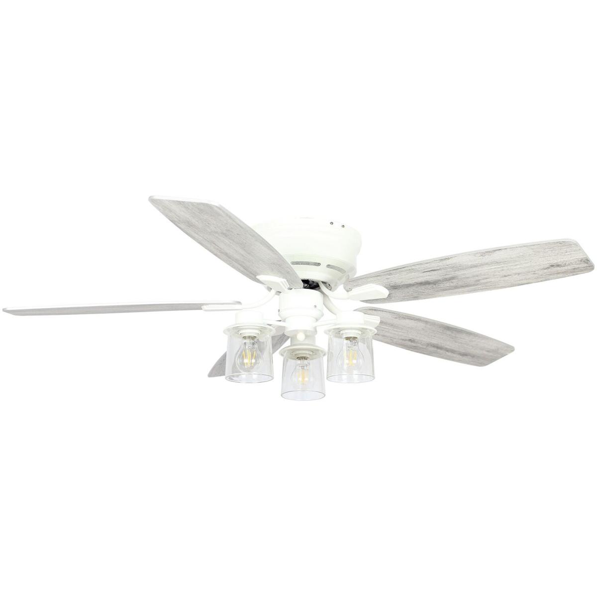 5-Blade White Ceiling Fan with Light 3 Speed Remote Control, Glass Shade - White – image 3