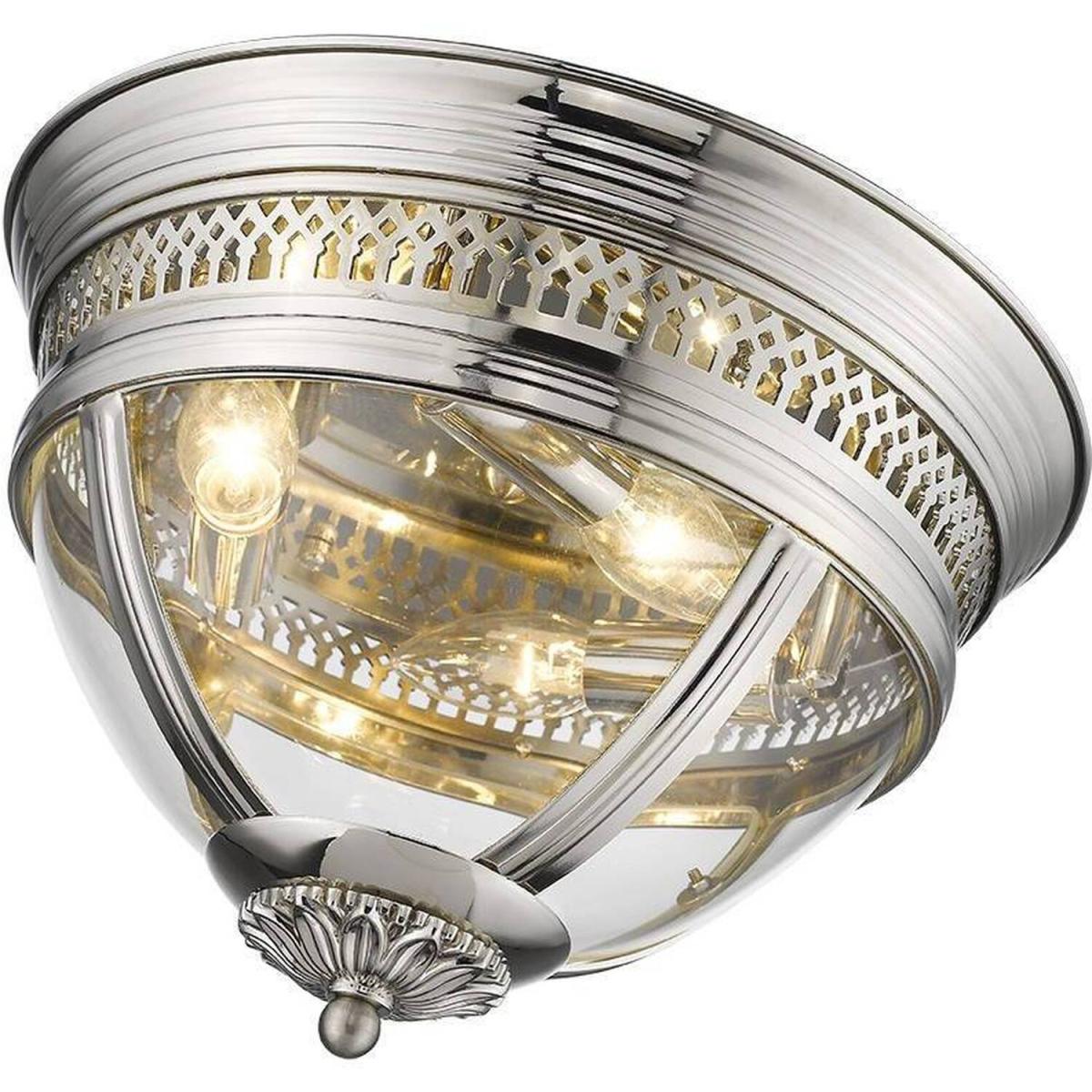 Spring 3 Light Flush Ceiling Light Nickel, Clear, E14 - Nickel – image 2