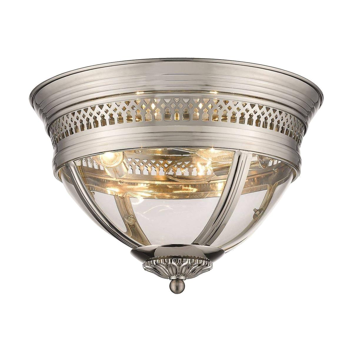 Spring 3 Light Flush Ceiling Light Nickel, Clear, E14 - Nickel – image 1