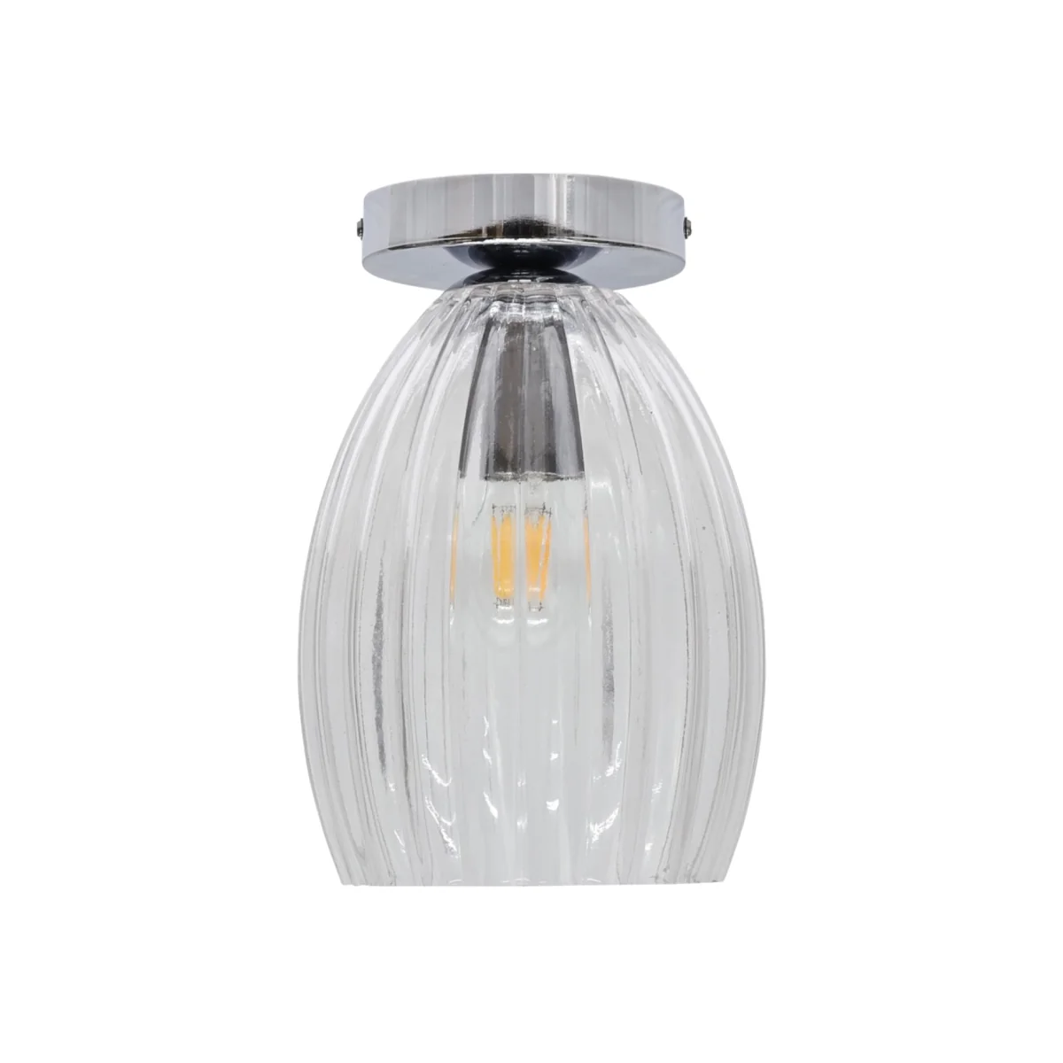Birch Clear Fluted Glass Chrome Ceiling Light Fitting - Chrome & Clear – image 1
