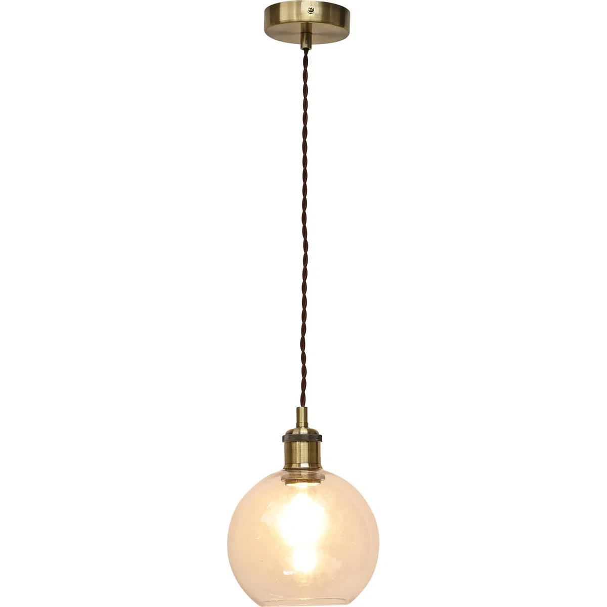 Set Of 2 Barnum Clear Glass Globe Antique Brass Retro Pendants - Antique Brass & Clear – image 3
