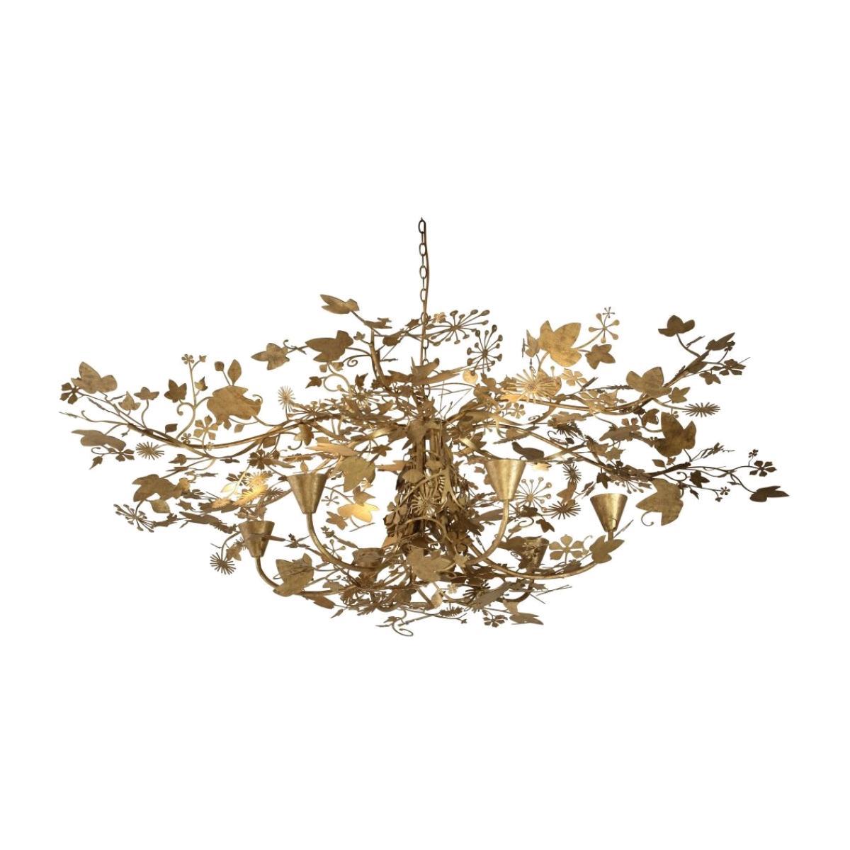 Porta Romana I Large Ivy Shadow Chandelier I Forest Gold