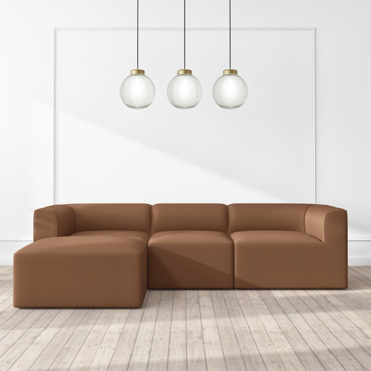 Large 4 Seater Modular Sofa in Tan Faux Leather with Left Facing Chaise - Hendrix – image 1
