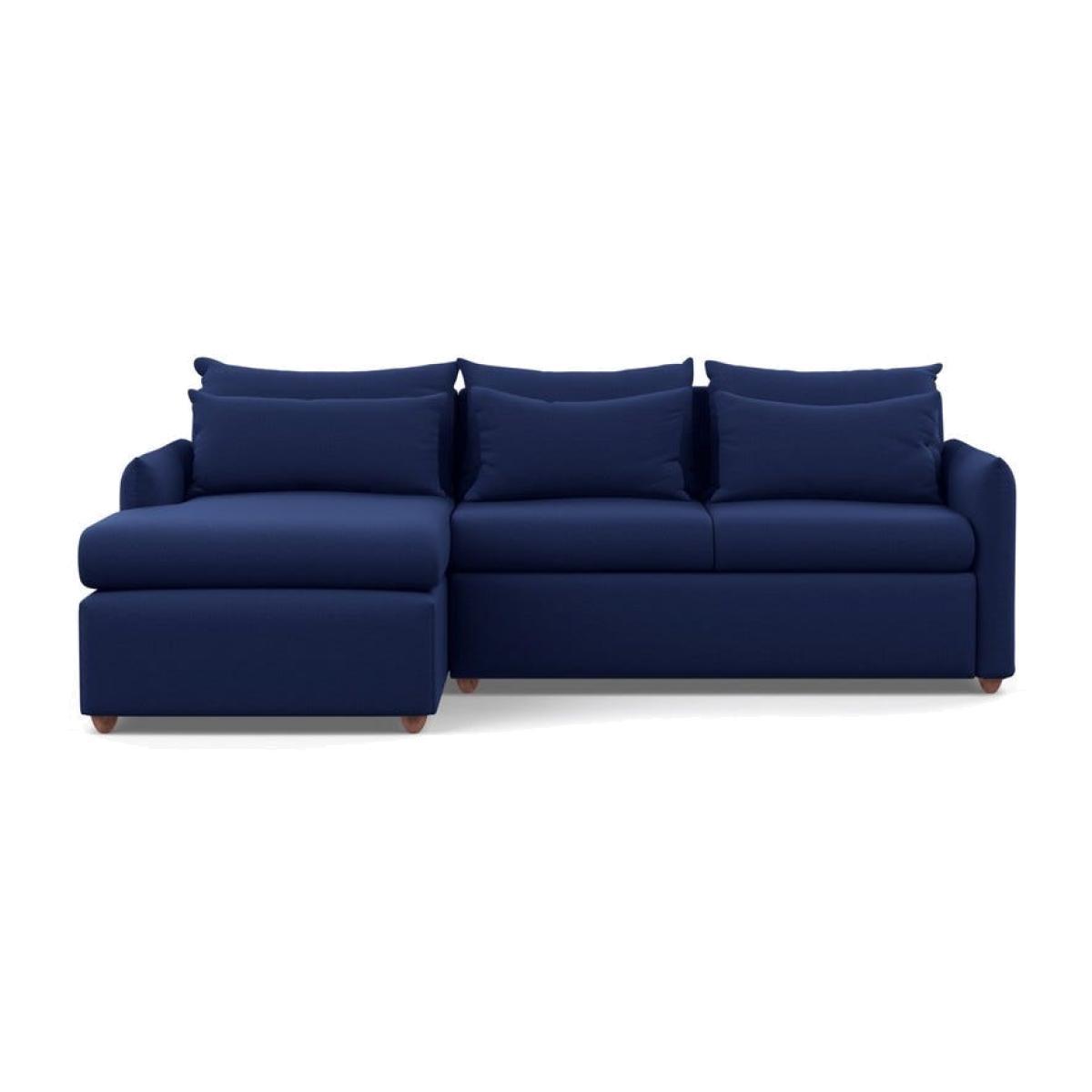 Heal's Pillow Medium Left Hand Corner Chaise Sofa Bed Melton Wool New Navy Chestnut Stain Feet - Heal's UK Bedroom Furniture