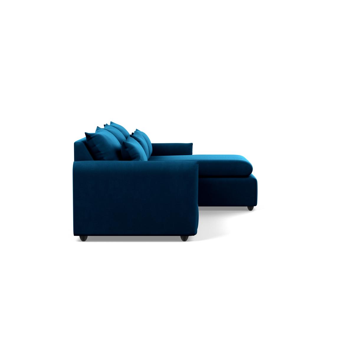 Heal's Pillow Large Right Hand Corner Chaise Smart Velvet Blue Chestnut Stain Feet - Heal's UK Furniture – image 3