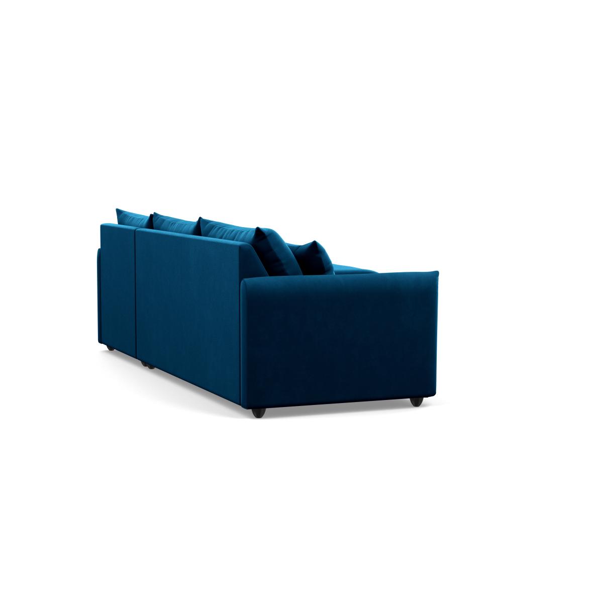 Heal's Pillow Large Right Hand Corner Chaise Smart Velvet Blue Chestnut Stain Feet - Heal's UK Furniture – image 4
