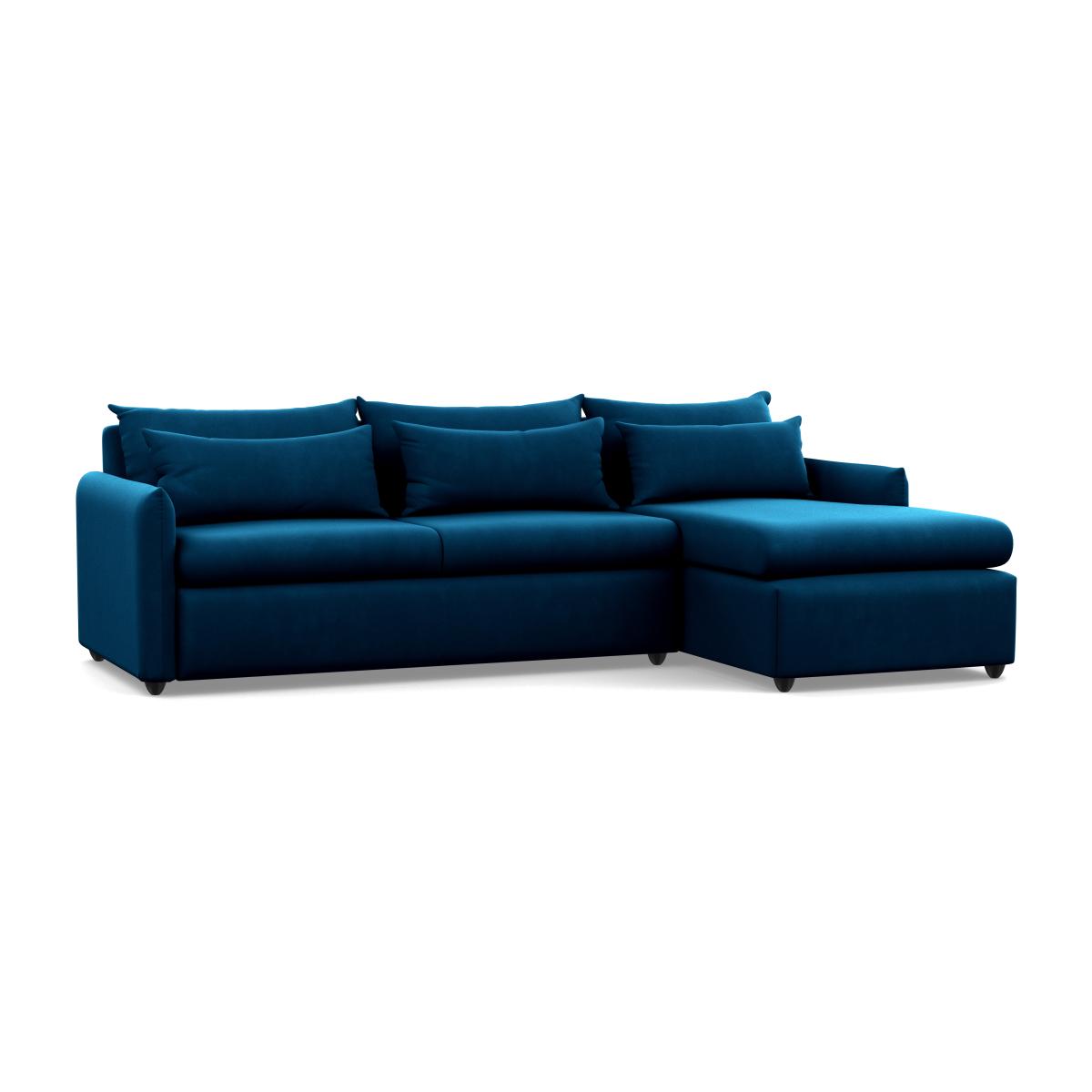 Heal's Pillow Large Right Hand Corner Chaise Smart Velvet Blue Chestnut Stain Feet - Heal's UK Furniture – image 1