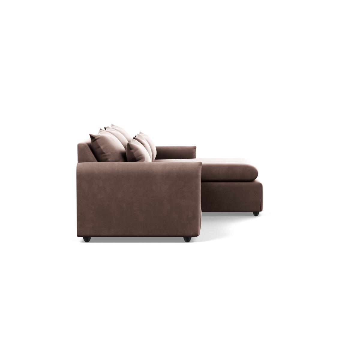 Heal's Pillow Medium Right Hand Corner Chaise Velvet Mink Natural Feet - Heal's UK Furniture – image 3