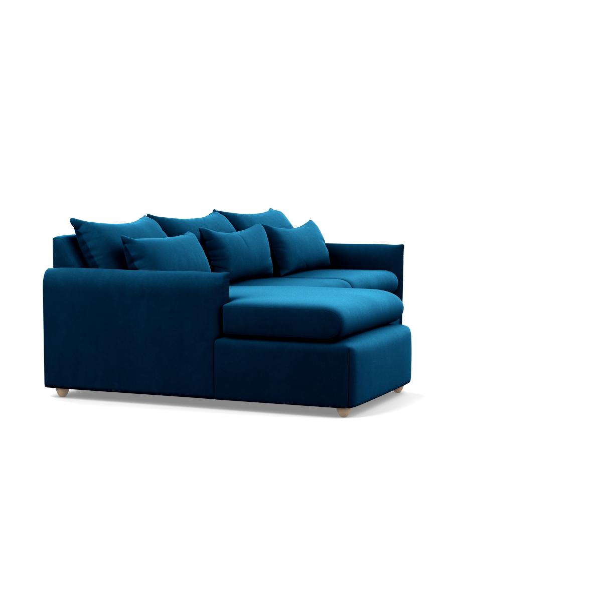 Heal's Pillow Large Left Hand Corner Chaise Smart Velvet Blue Black Feet - Heal's UK Furniture – image 2