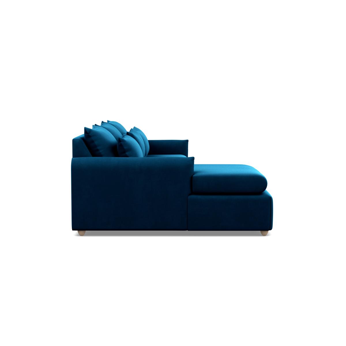 Heal's Pillow Large Left Hand Corner Chaise Smart Velvet Blue Black Feet - Heal's UK Furniture – image 3