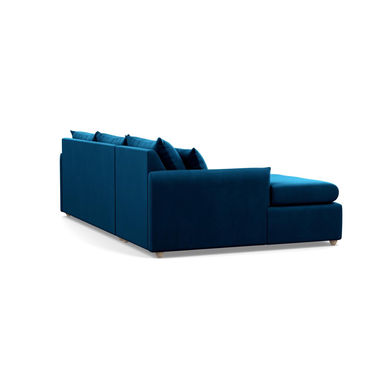 Heal's Pillow Large Left Hand Corner Chaise Smart Velvet Blue Black Feet - Heal's UK Furniture – image 4