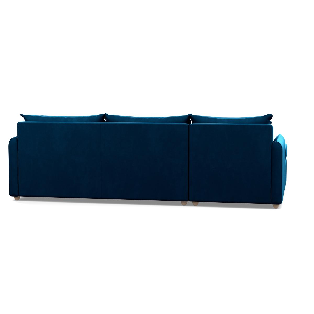 Heal's Pillow Large Left Hand Corner Chaise Smart Velvet Blue Black Feet - Heal's UK Furniture – image 5