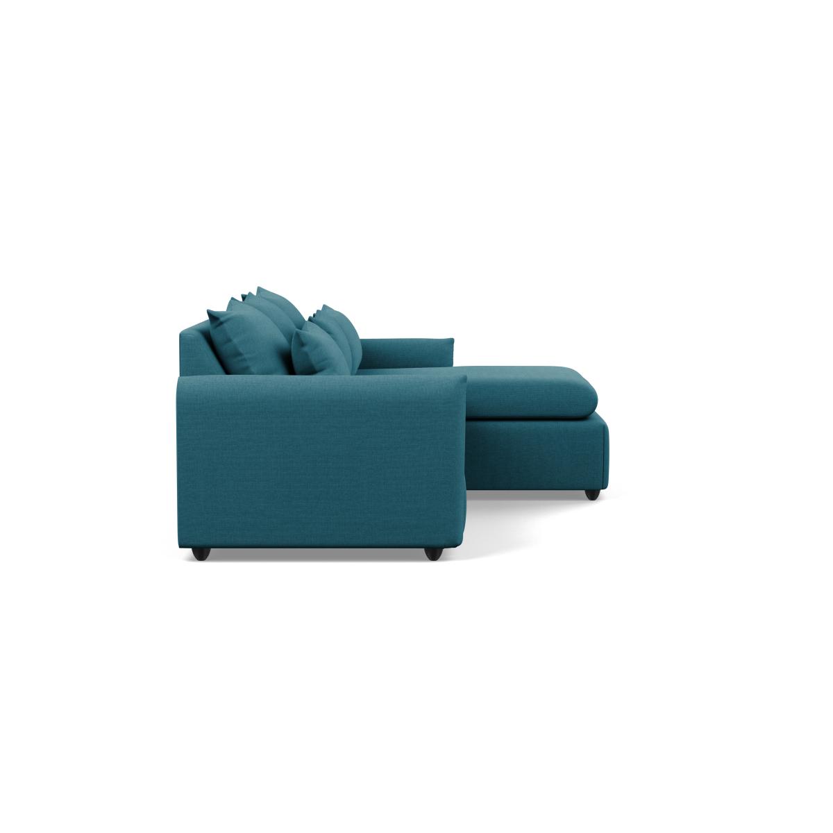 Heal's Pillow Medium RHF Corner Chaise Sofa Brushed Cotton Cadet Chestnut Stain Feet - Heal's UK Furniture – image 3