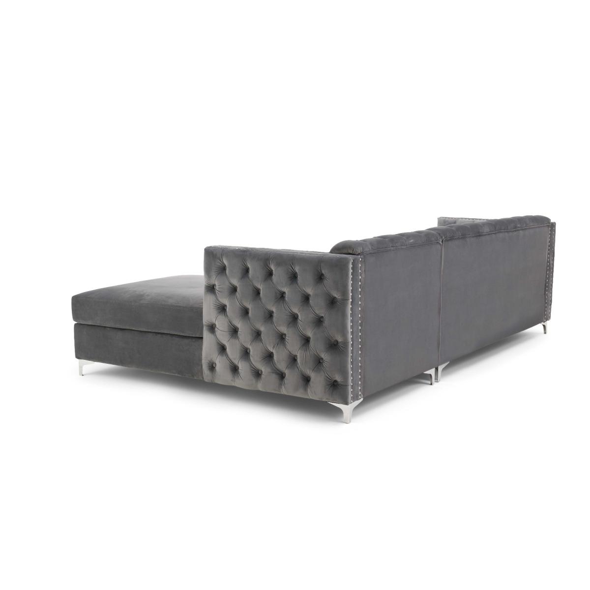 Mistral Left Facing Grey Velvet 4 Seater Corner Chaise Sofa – image 11