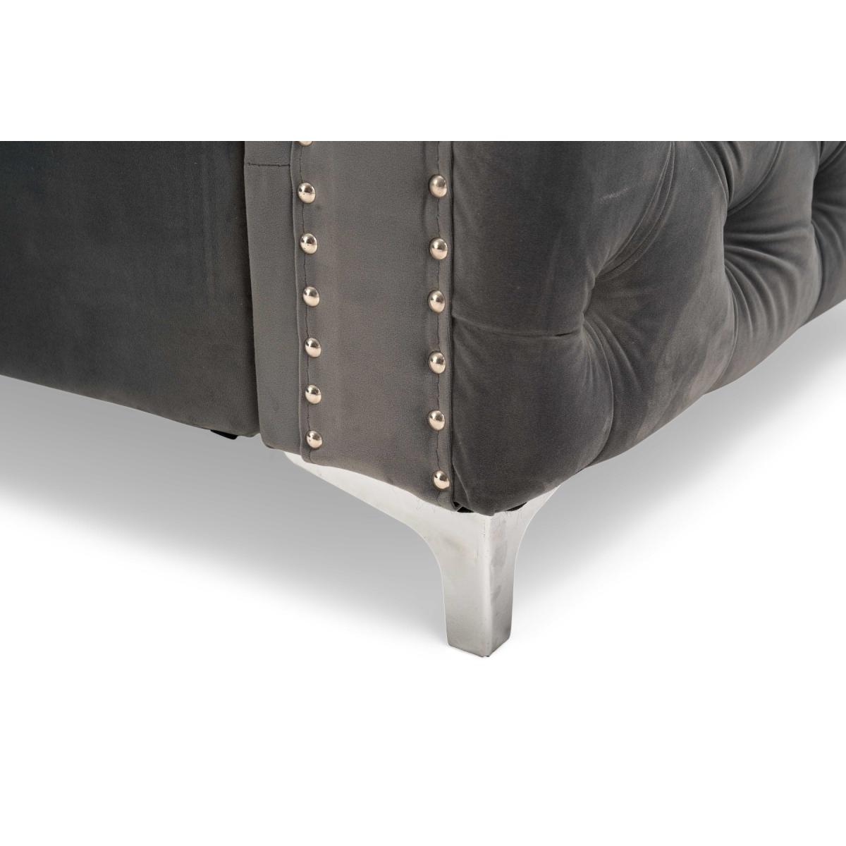 Mistral Left Facing Grey Velvet 4 Seater Corner Chaise Sofa – image 12