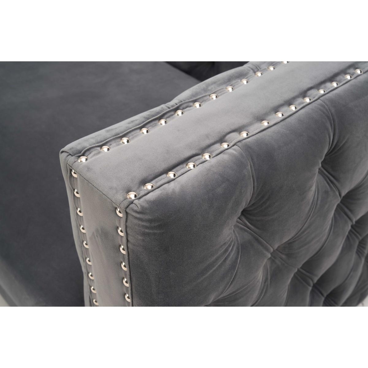 Mistral Left Facing Grey Velvet 4 Seater Corner Chaise Sofa – image 13