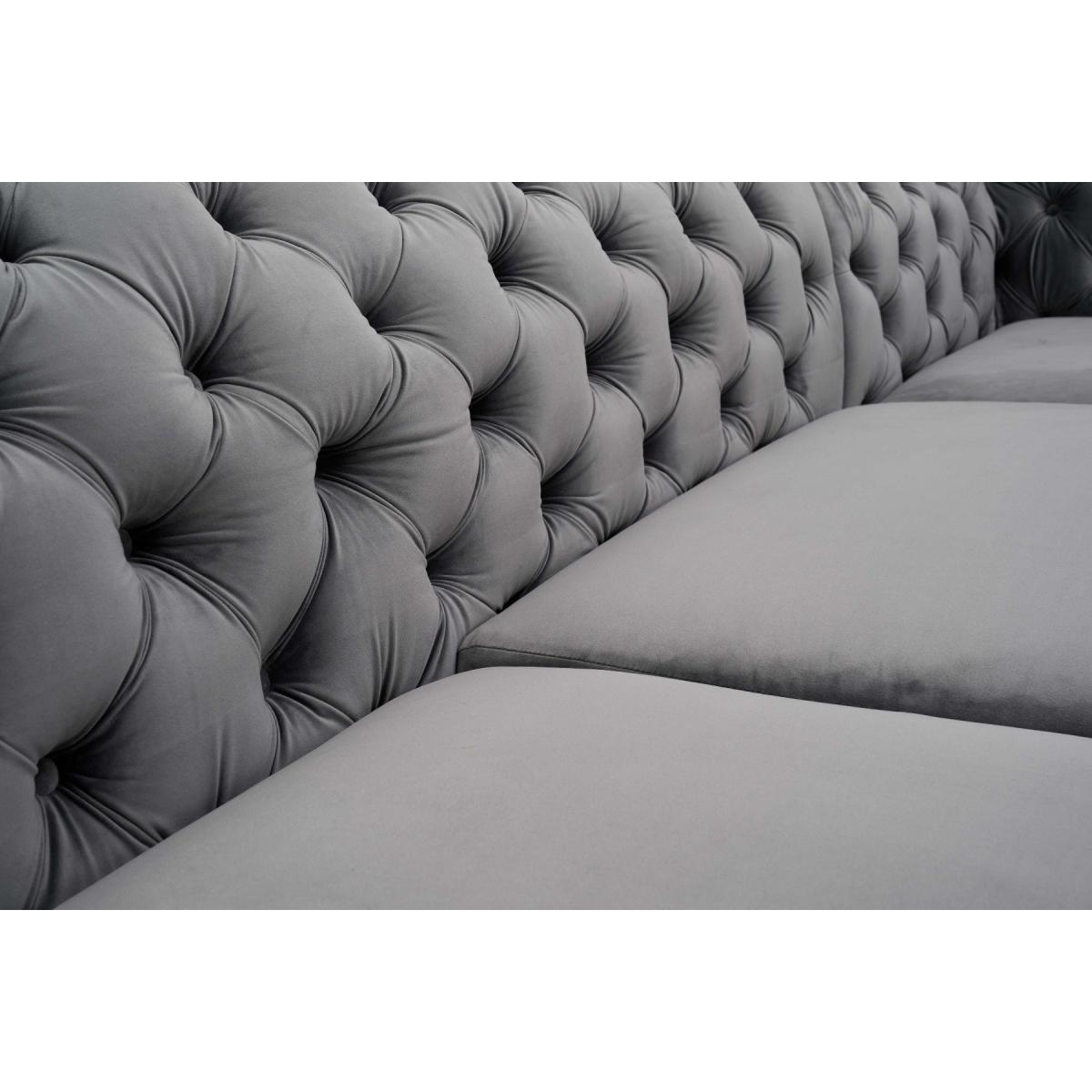Mistral Left Facing Grey Velvet 4 Seater Corner Chaise Sofa – image 14