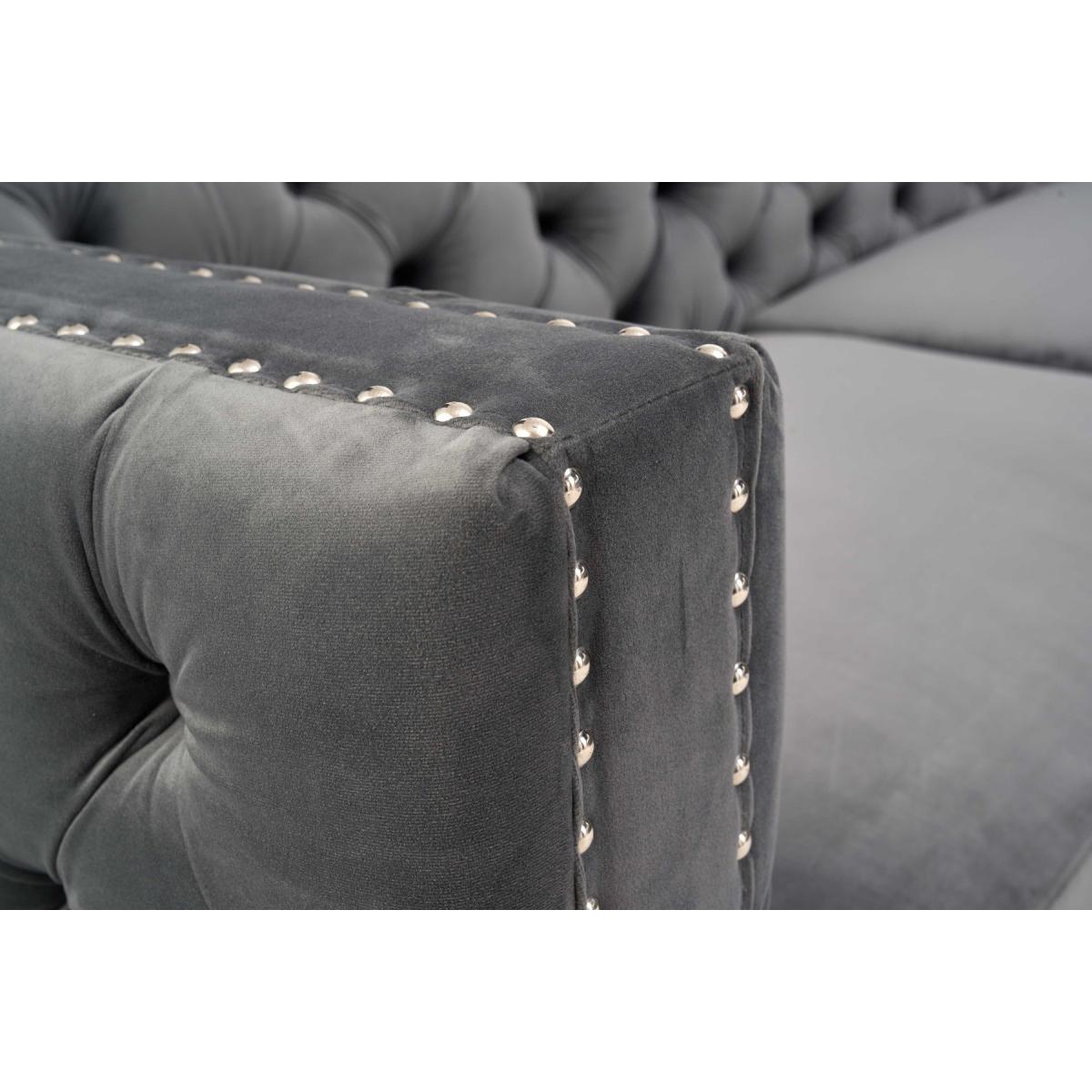 Mistral Left Facing Grey Velvet 4 Seater Corner Chaise Sofa – image 15